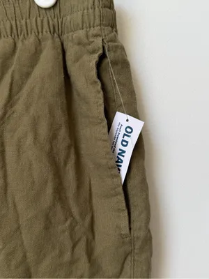 Old Navy High Rise Linen Blend Pull On Shorts in Olive Green Size XL thumbnail 4
