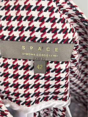 Space Simona Corsellini Houndstooth Wide Leg Palazzo Pants IT 42 Red Black thumbnail 4