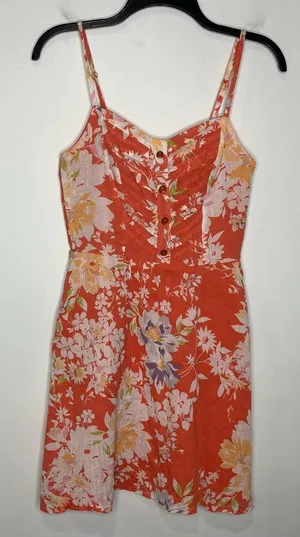 LC Lauren Conrad‎ floral sundress coral women’s size 4 adjustable straps thumbnail 1