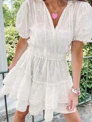 Aritzia Sunday Best Brier White Eyelet Lace Dress in Medium thumbnail 3