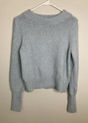 Maeve Anthropologie Sweater Womens M Light Blue Ribbed Collar Ribbed Cuffs thumbnail 1
