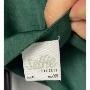 Selfie Leslie Forest Green Ava Cowl Neck Satin Drawstring Midi Dress Size XS‎ thumbnail 11