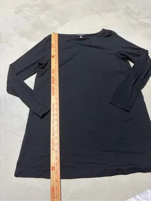 EILEEN FISHER Black Long-Sleeve Crewneck Top small thumbnail 4