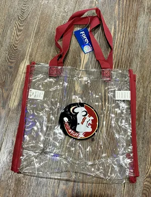 FSU Seminoles Florida State Vintage Old School Logo Clear/Garnet Tote Bag - NWT thumbnail 1