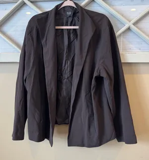 Eileen Fisher 2X Open Front Classic Wool Blazer | Size 2X‎ black thumbnail 1