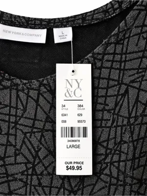 New York & Company NWT Gray Black Abstract Print Dress Size L thumbnail 5