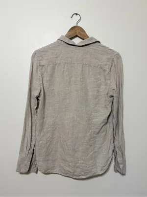J. CREW Baird McNutt Irish Linen Button Shirt Khaki Coastal Beige Preppy Size 4 thumbnail 7