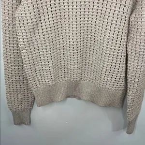 GAP Women's Light Tan open Knit Sweater with shimmery thread size small thumbnail 3