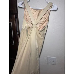 FLAWED‎ Ivory Rhinestone Empire Waist Maxi Gown Dress Size 7/8 Creamy Sleeveless thumbnail 8