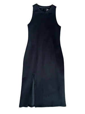 Abercrombie & Fitch YPB neoKNIT Women’s Black Column Sleeveless Slit Midi Dress thumbnail 2