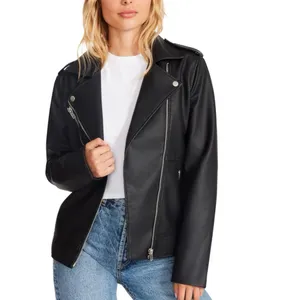 NWOT Steve Madden Jacket Faux Vegan Leather Moto Biker Black XS thumbnail 4