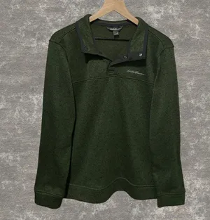 Eddie Bauer | Radiator Fleece Snap Mock Pullover Green Long Sleeve Size M thumbnail 1
