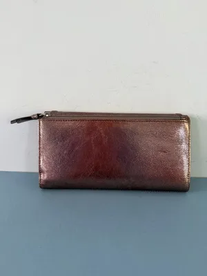 Coach Gallery Metallic Crackle Leather Trifold Snap Wallet‎ thumbnail 3