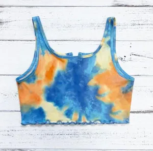 NEW Sz L Adorable Tie Dye Print Crop Sleeveless Top thumbnail 3