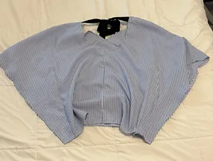 Elegant Blue and White Striped Women's Blouse thumbnail 1