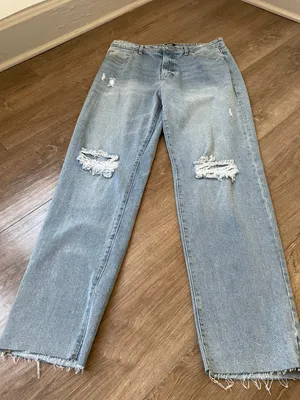 high rise straight leg distressed denim jeans women’s size 13/31 thumbnail 9
