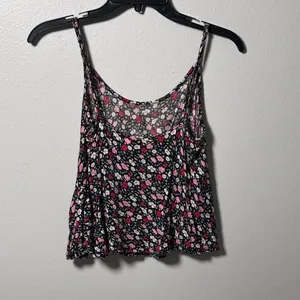 Divided by H&M Women Floral Black Top Spaghetti‎ strap size 6 thumbnail 4