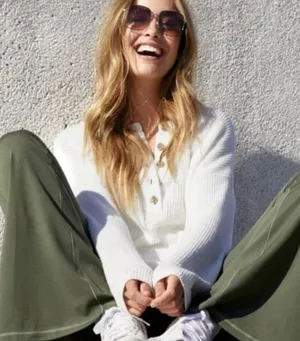 NWT aerie Ivory Henley Sweater XS thumbnail 2