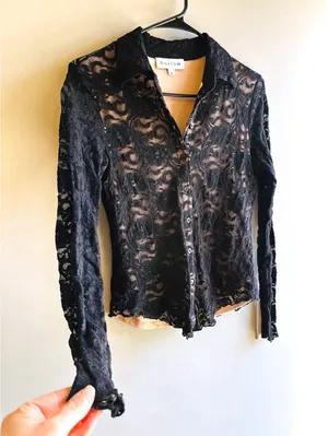 Harlow Black Lace WhimsiGoth Romantic Top Small thumbnail 5