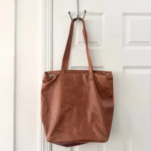 The Sak Tan Leather Patchwork Fabric Embellished Boho Top Zip Shoulder Tote Bag thumbnail 8