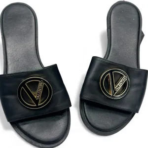 Valentino 7 Bugola Slide Sandal black logo hardware slip-on design Womens Flat thumbnail 7