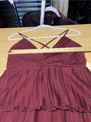 NWT Altar’d State Burgundy Pleated Tiered Mini Dress Size S thumbnail 15