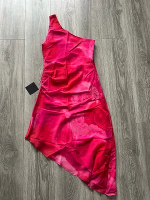 New Lulus Serene Pink Floral One-Shoulder Asymmetrical Midi Dress -Medium $69 thumbnail 7