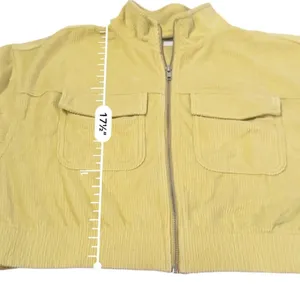 Aerie‎ Neon Green Yellow Corduroy Full Zip Long Sleeve Bomber Jacket Sz M NEW thumbnail 7
