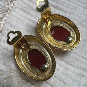 Vintage Joel Powell Designs Clip Earrings Gold/Orange thumbnail 5