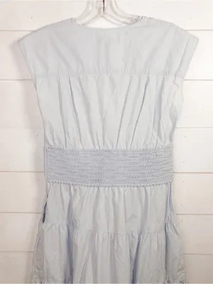 Derek Lam Light Blue Poplin V-Neck Tiered Midi Dress EUC US Size 4 MSRP $398 thumbnail 12