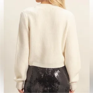 HYFVE Sparkly Bow Embellished Ivory Cardigan | Holiday Sweater thumbnail 4