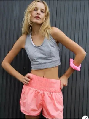 FREE PEOPLE FP Movement The Way Home Coral Pink Athletic Shorts thumbnail 3