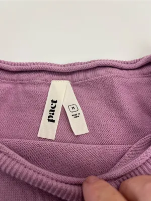 Pact 100% Organic Cotton Light Purple Pink‎ Pullover Sweater Womens Medium FLAW thumbnail 2