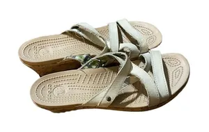 Crocs‎ Leigh Cork Beige Wedge sandals Leather Straps Womens thumbnail 1