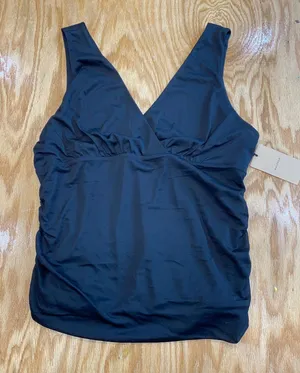 Halogen Tank Women's XL Black 100% Polyester Ruched Side V-Neck Preppy Top B62 thumbnail 1