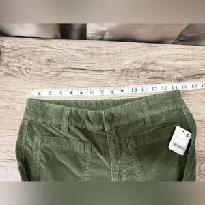 Free People High Time Velvet Kick Flare Pants Olive Army Green‎ size 8 thumbnail 6
