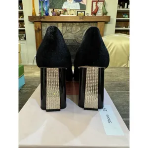 Kate Spade Sybil Pumps Size‎ 7.5 Black Velvet Heels Rhinestones thumbnail 5