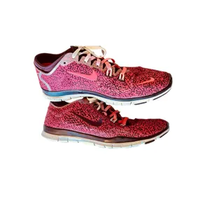 Nike Free 5.0 TR Fit 4 cross training speckled shoes hot pink n black womens sz9 thumbnail 2
