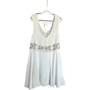 Womens Free People White Summer Feeling Sleeveless Gauze Mini Dress - Sz XS thumbnail 2