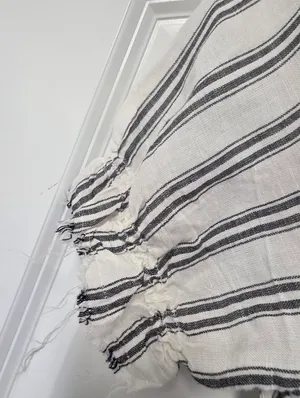 Anthropologie Linen Blend Striped Midi Dress Size 2 Cottagecore Prairie Blk Whit thumbnail 6