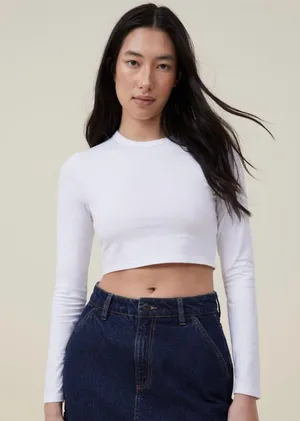 Cotton On Micro Crop Long Sleeve White thumbnail 3