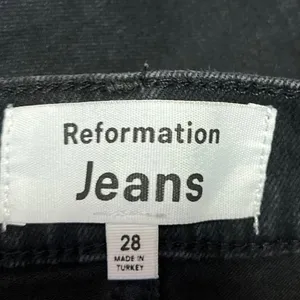 Reformation Jeans Emma High Rise Black Baggy Wide Leg Crop Denim Jeans Size 28 thumbnail 4