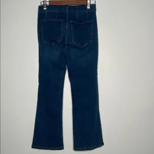 Free People Pull On High Rise Crop Flare Jeans Blue Stretch Denim Size 27 thumbnail 3