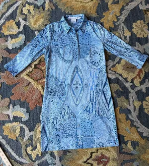 Gretchen Scott Everywhere Shirt Dress SZ Small in Paisley Medallion Mosaic Print thumbnail 1