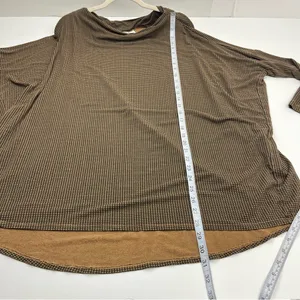 Bryn Walker Top Large Brown Houndstooth Jersey Knit Boat Neck Oversized‎ Tunic thumbnail 8