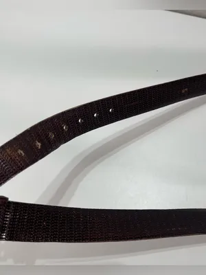 Saks Fifth Avenue Dress Belt Men's 36 Brown Leather Embossed USA Brass Buckle thumbnail 7
