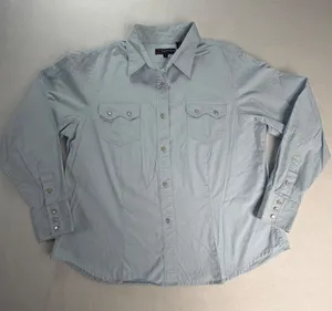 Roper Womens XL Light Blue Cotton Western Pearl Snap Long Sleeve Shirt Cowgirl thumbnail 1