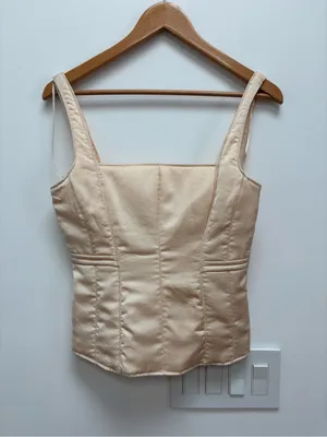 Zara Padded Corset Bustier Structured Satin tank top S neutral / beige S thumbnail 4