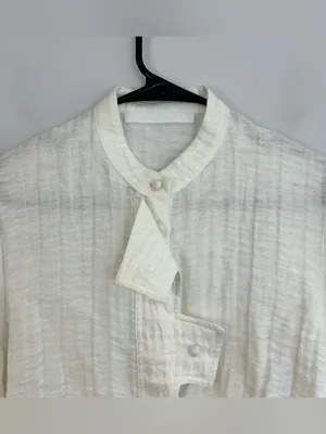 Love Binetti White Button Front Peasant Peplum Boho Blouse Medium FLAW thumbnail 2