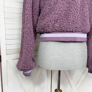 For Love &‎ Lemons Cozy Sherpa Cropped Pullover Half Zip Hoodie Purple Small thumbnail 7